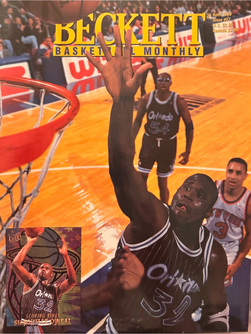 Beckett Basketball Monthly #57 April 1995 Shaquille O’Neal cover